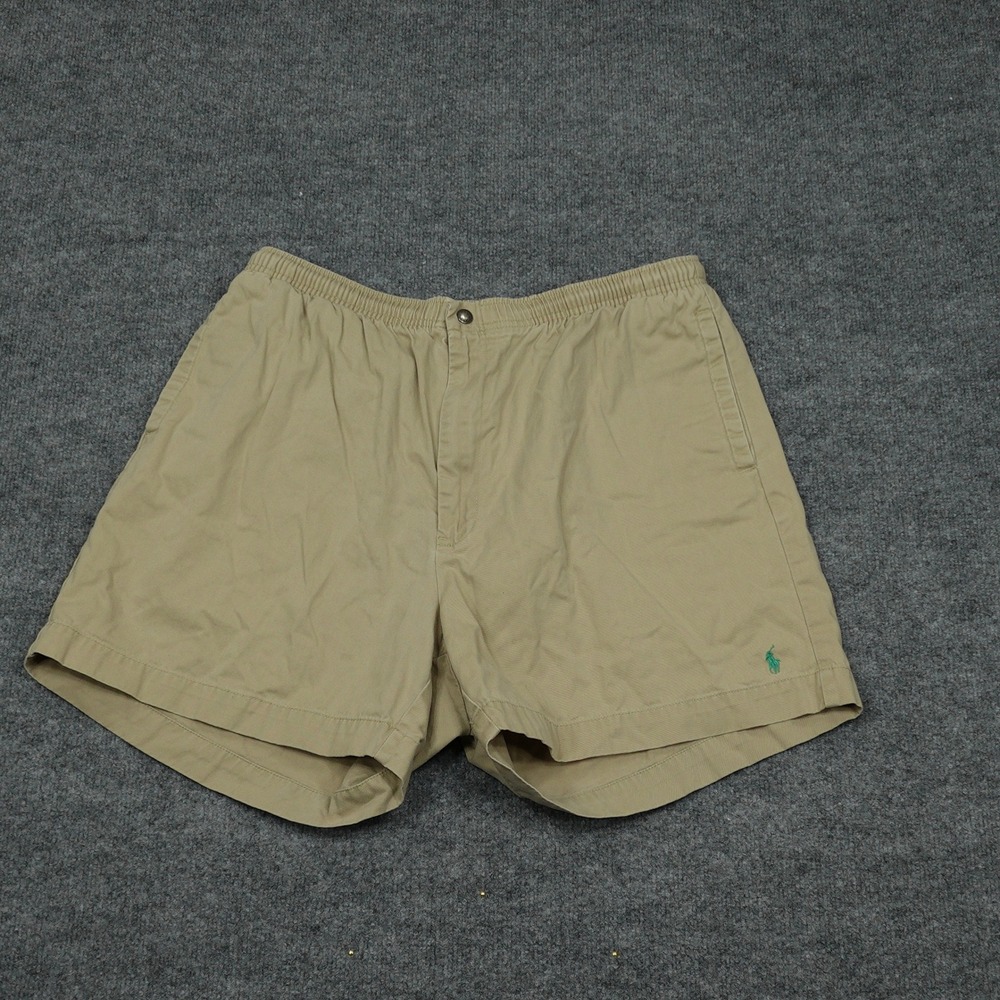 Polo Ralph Lauren Shorts Mens XXL Tan Elastic Waist Chino Cotton Twill Pony Logo